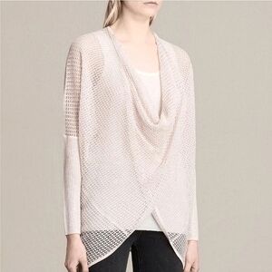 All Saints Itat Shrug Light Gray Open Knit Medium ZZ